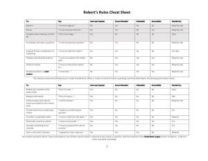 Robert's Rules Cheat Sheet