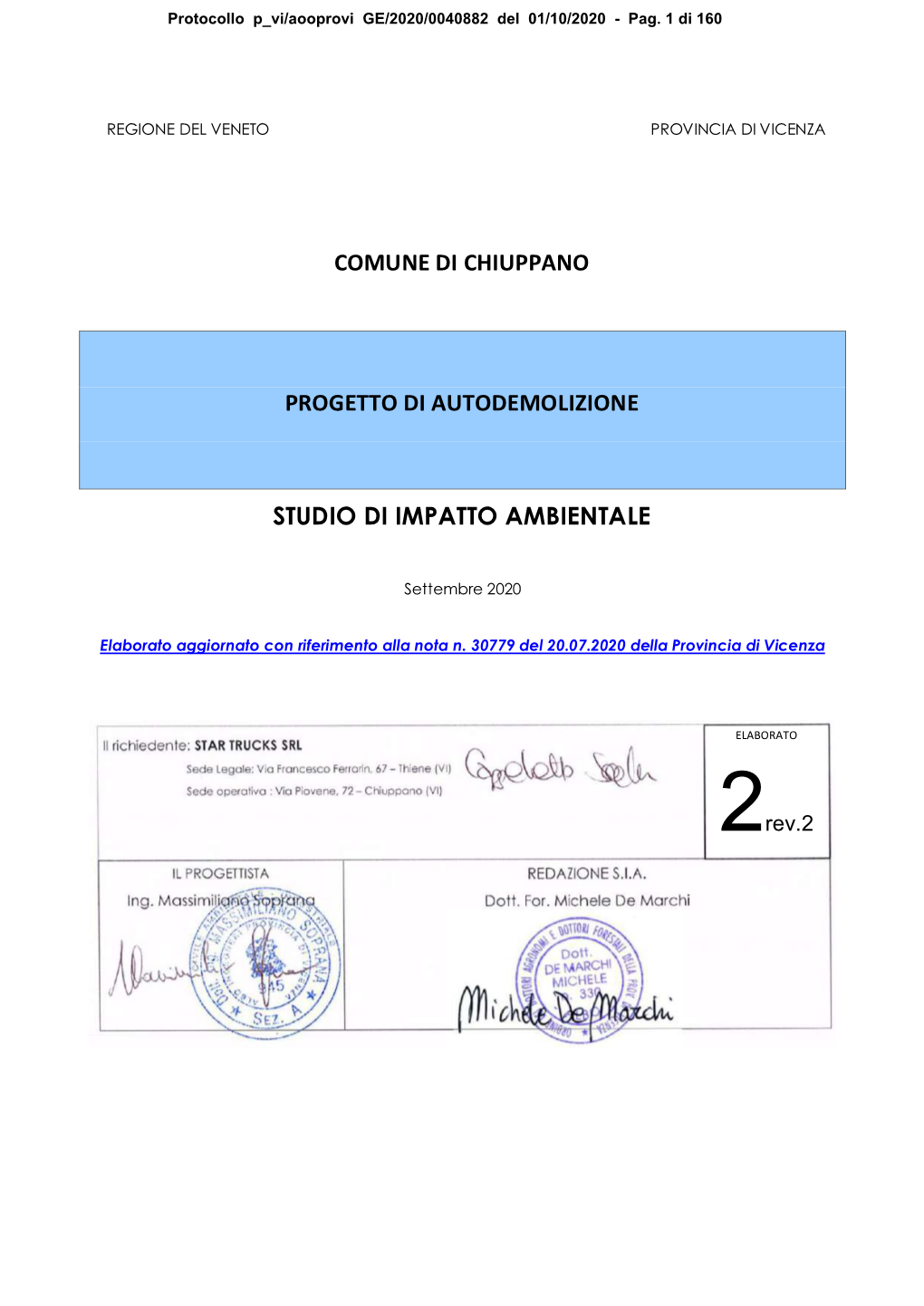 Comune Di Chiuppano Progetto Di