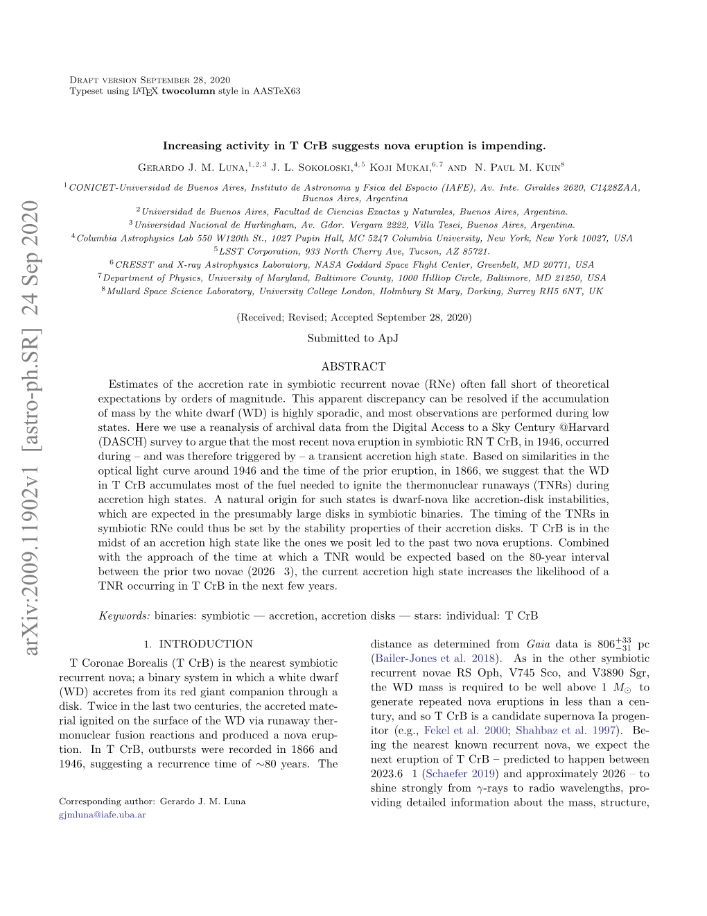 Increasing Activity in T Crb Suggests Nova Eruption Is Impending