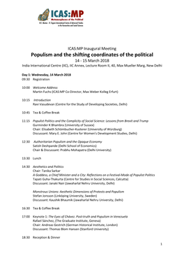 Populism and the Shifting Coordinates of the Political