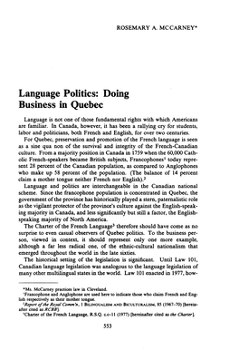 Doing Business in Quebec