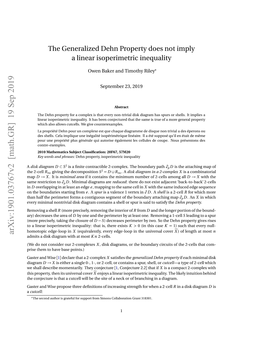 The Generalized Dehn Property Does Not Imply a Linear Isoperimetric Inequality