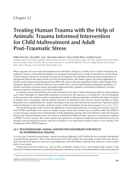 Treating Human Trauma with the Help of Animals: Trauma Informed Intervention for Child Maltreatment and Adult Post-Traumatic Stress