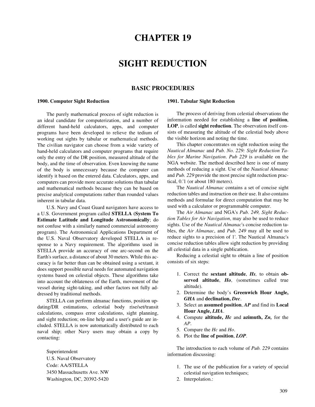 Chapter 19 Sight Reduction