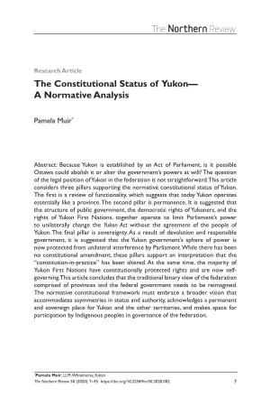 The Constitutional Status of Yukon— a Normative Analysis