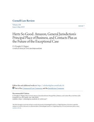Hertz So Good: Amazon, General Jurisdiction's Principal Place of Business, and Contacts Plus As the Future of the Exceptional Case D