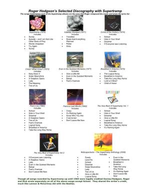 Roger Hodgson's Selected Discography with Supertramp