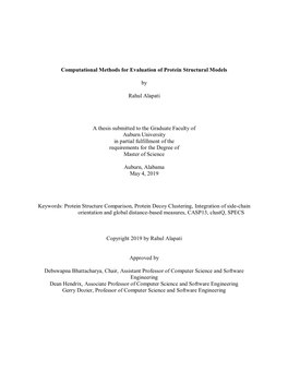 Computational Methods for Evaluation of Protein Structural Models