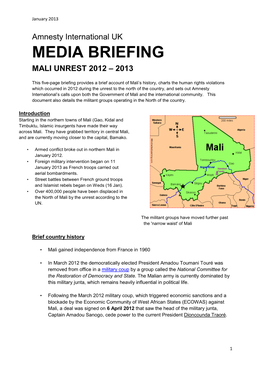Mali Briefing Jan 2013