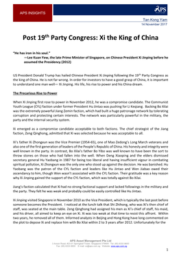 Post 19Th Party Congress: Xi the King of China
