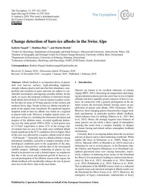 Change Detection of Bare-Ice Albedo in the Swiss Alps