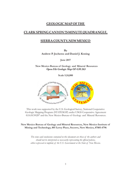 Geologic Map of the Clark Spring Canyon 7.5-Minute Quadrangle