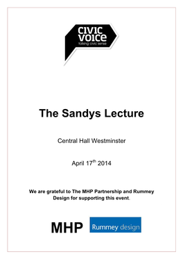The Sandys Lecture