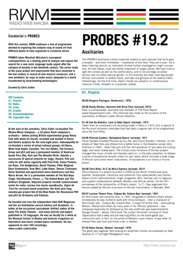 PROBES #19.2 Devoted to Exploring the Complex Map of Sound Art from Different Points of View Organised in Curatorial Series