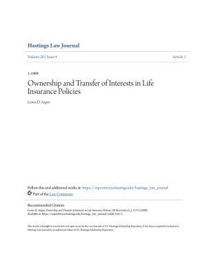 Ownership and Transfer of Interests in Life Insurance Policies Lewis D