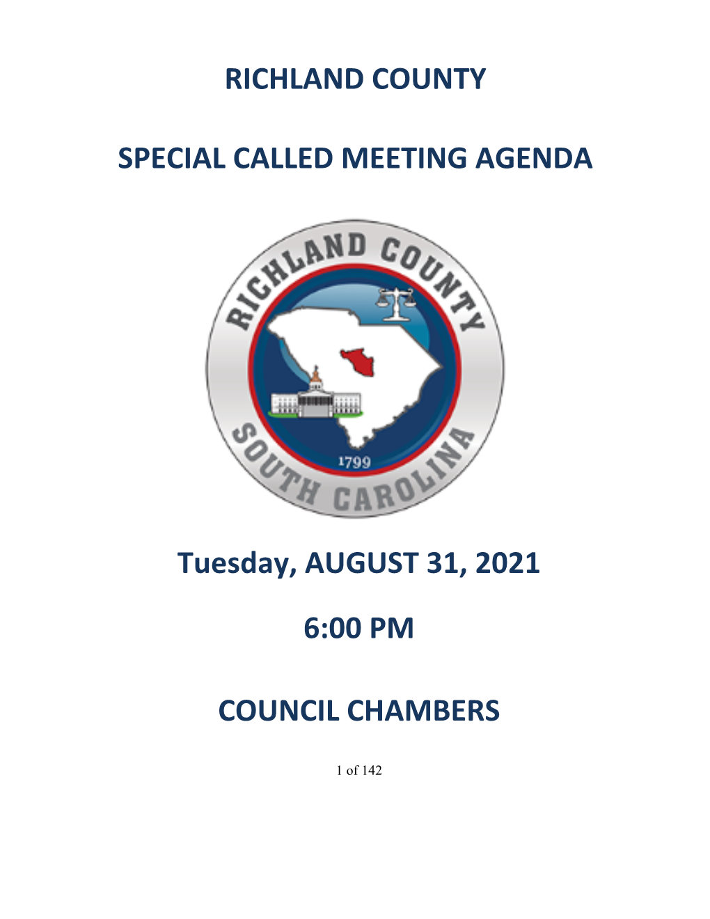 Richland County Special Called Meeting Agenda