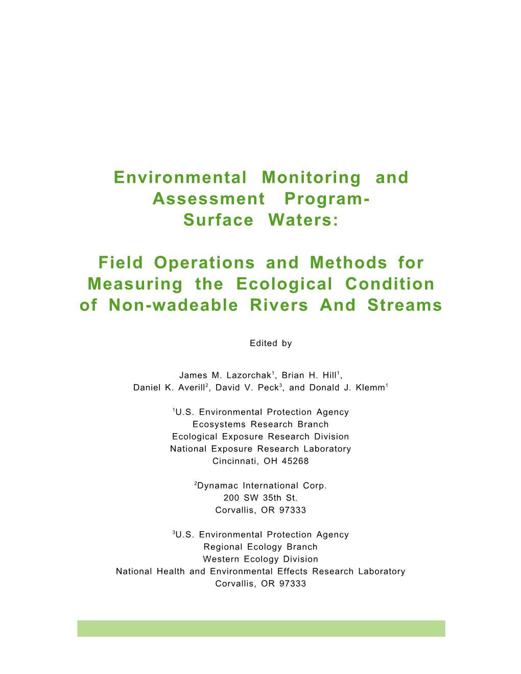 Environmental Monitoring and Assessment Program-Surface Waters