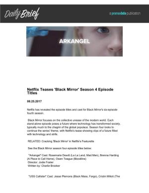 Netflix Teases 'Black Mirror' Season 4 Episode Titles