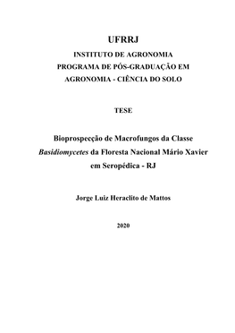 Bioprospecção De Macrofungos Da Classe Basidiomycetes Da Floresta Nacional Mário Xavier Em Seropédica - RJ