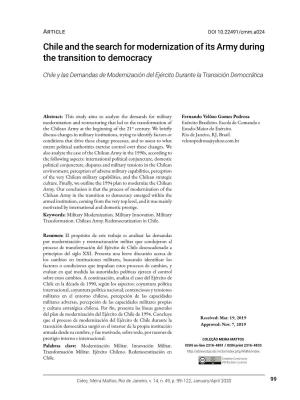 Chile and the Search for Modernization of Its Army During the Transition to Democracy