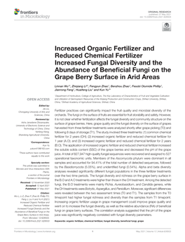Increased Organic Fertilizer and Reduced Chemical Fertilizer Increased Fungal Diversity and the Abundance of Beneficial Fungi on the Grape Berry Surface in Arid Areas