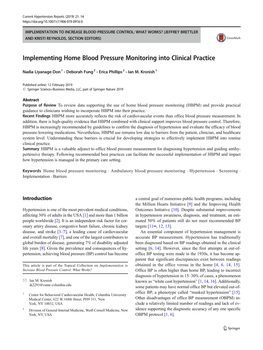 Implementing Home Blood Pressure Monitoring Into Clinical Practice