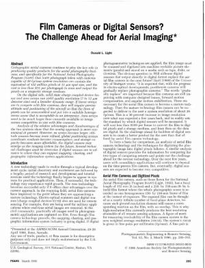 Film Cameras Or Digital Sensors? the Challenge Ahead for Aerial Imaging*
