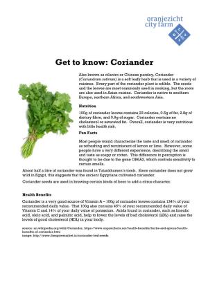 Get to Know: Coriander