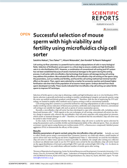 Successful Selection of Mouse Sperm with High Viability and Fertility Using