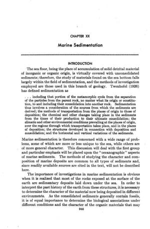 Marine Sedimentation the Sea Floor, Being the Place of Accumulation Of