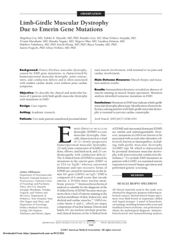 Limb-Girdle Muscular Dystrophy Due to Emerin Gene Mutations