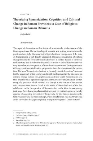 Theorizing Romanization. Cognition and Cultural Change in Roman Provinces: a Case of Religious Change in Roman Dalmatia