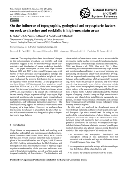 On the Influence of Topographic, Geological and Cryospheric Factors