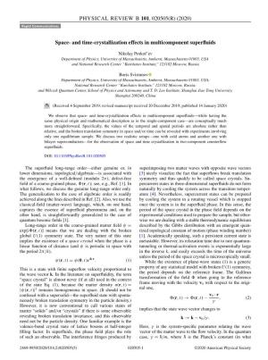 Space- and Time-Crystallization Effects in Multicomponent Superfluids