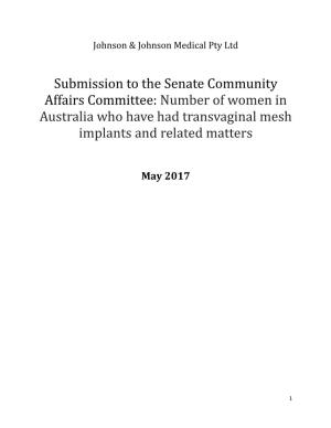 Submission to the Senate Community Affairs Committee: Number of Women in Australia Who Have Had Transvaginal Mesh Implants and Related Matters