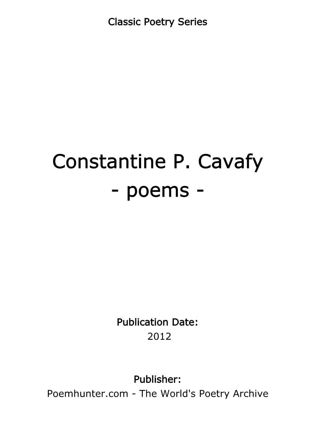 Constantine P. Cavafy - Poems