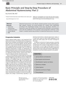 Basic Principle and Step-By-Step Procedure of Abdominal Hysterectomy: Part 2