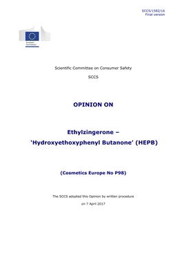 Hydroxyethoxyphenyl Butanone’ (HEPB)