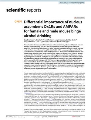 Differential Importance of Nucleus Accumbens Ox1rs and Ampars