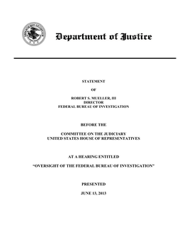 Oversight of the Federal Bureau of Investigation”