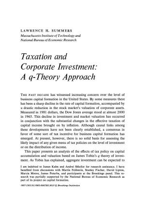 Taxation and Corporate Investment: a Q-Theory Approach