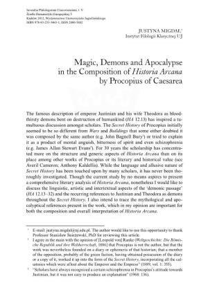 Magic, Demons and Apocalypse in the Composition of Historia Arcana by Procopius of Caesarea