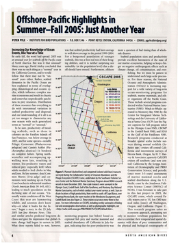 Offshore Pacific Highlights in Summer-Fall 2005: Just Another Year