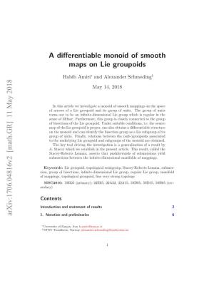 A Differentiable Monoid of Smooth Maps on Lie Groupoids