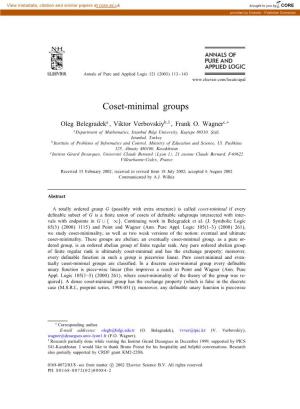 Coset-Minimal Groups