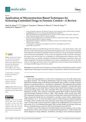 Application of Microextraction-Based Techniques for Screening-Controlled Drugs in Forensic Context—A Review