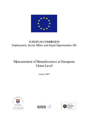 Study "Measurement of Homelessness at European Union Level"