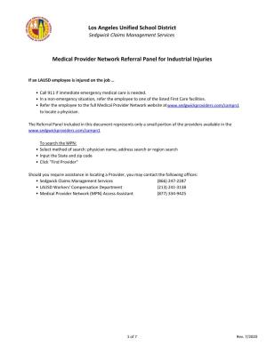 Medical Provider Network Referral Panel for Industrial Injuries