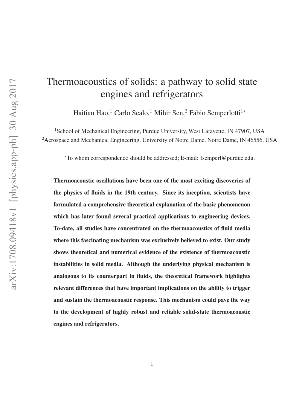 Thermoacoustics of Solids: a Pathway to Solid State Engines And