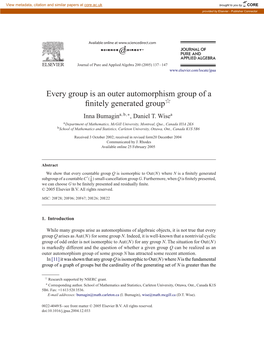 Every Group Is an Outer Automorphism Group of a Finitely Generated Group